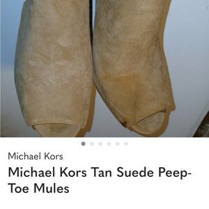 Michael Kors Tan Suede Peep-Toe Mules